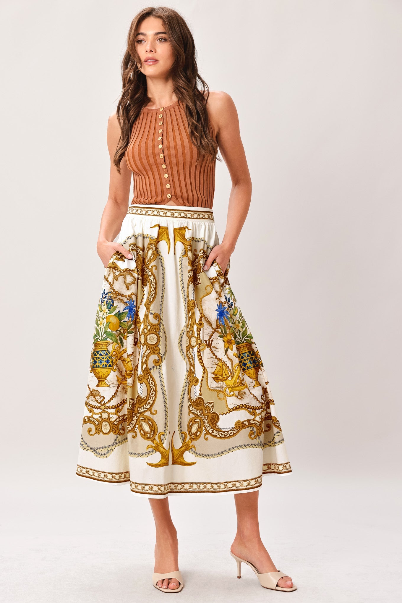 Baroque Escape Woven Midi Dress