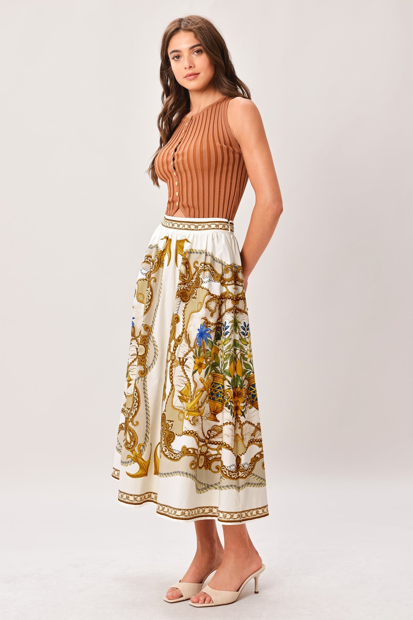 Baroque Escape Woven Midi Dress