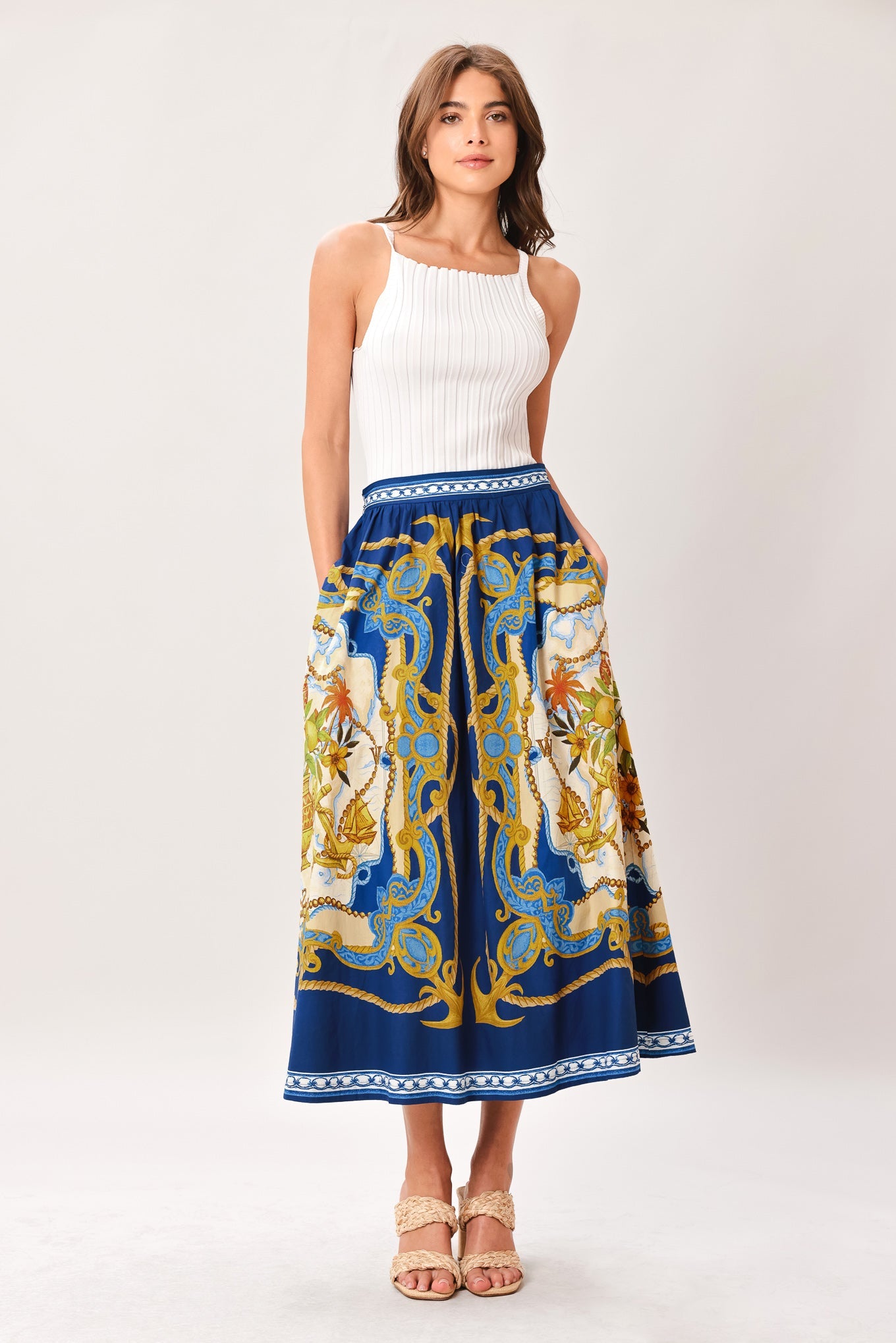 Baroque Escape Woven Midi Dress