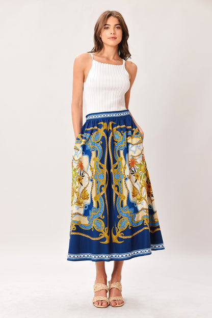 Baroque Escape Woven Midi Dress
