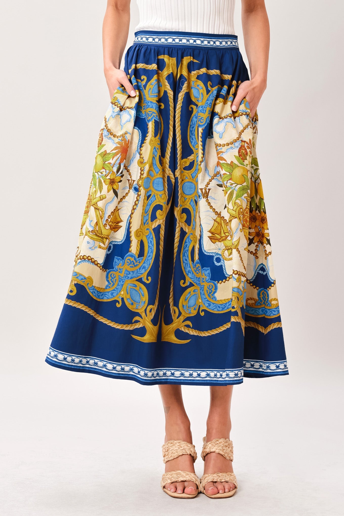 Baroque Escape Woven Midi Dress