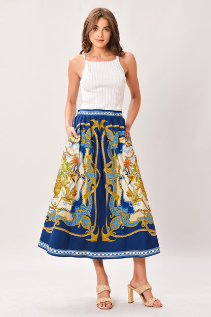 Baroque Escape Woven Midi Dress