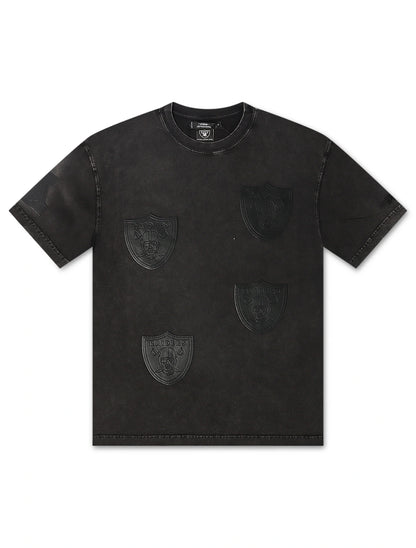 Raiders All-Over Logo Tee | Washed Black
