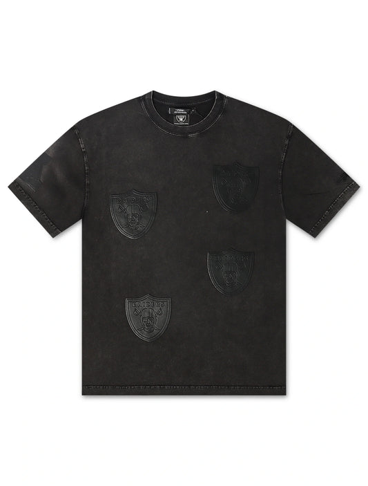 Raiders All-Over Logo Tee | Washed Black