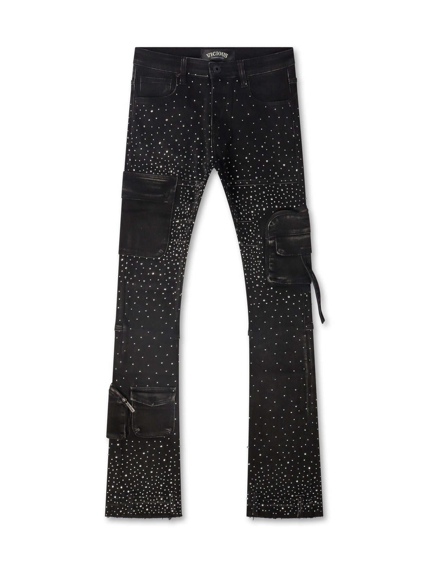 Vicious Denim All Over Rhinestone Jeans | Black