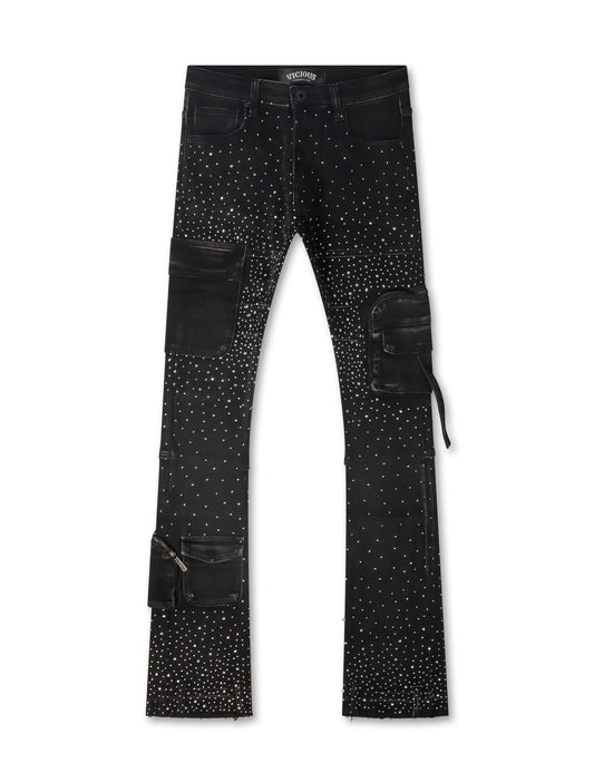 Vicious Denim All Over Rhinestone Jeans | Black