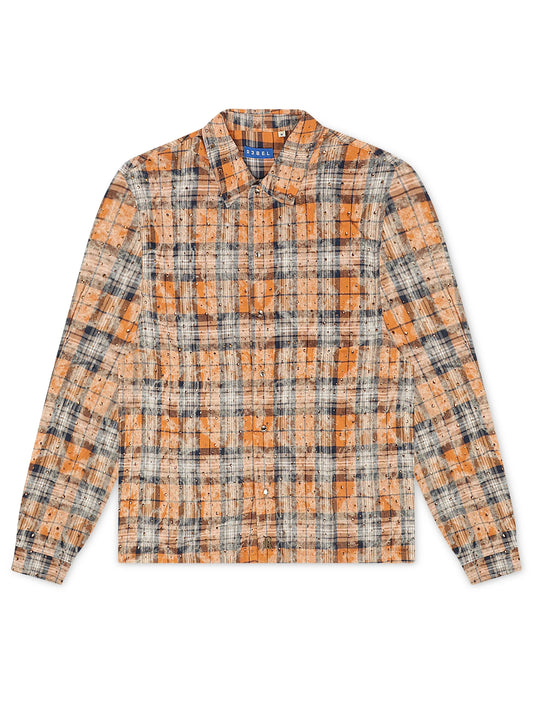 Rebel Denim Rhinestone Flannel | Orange
