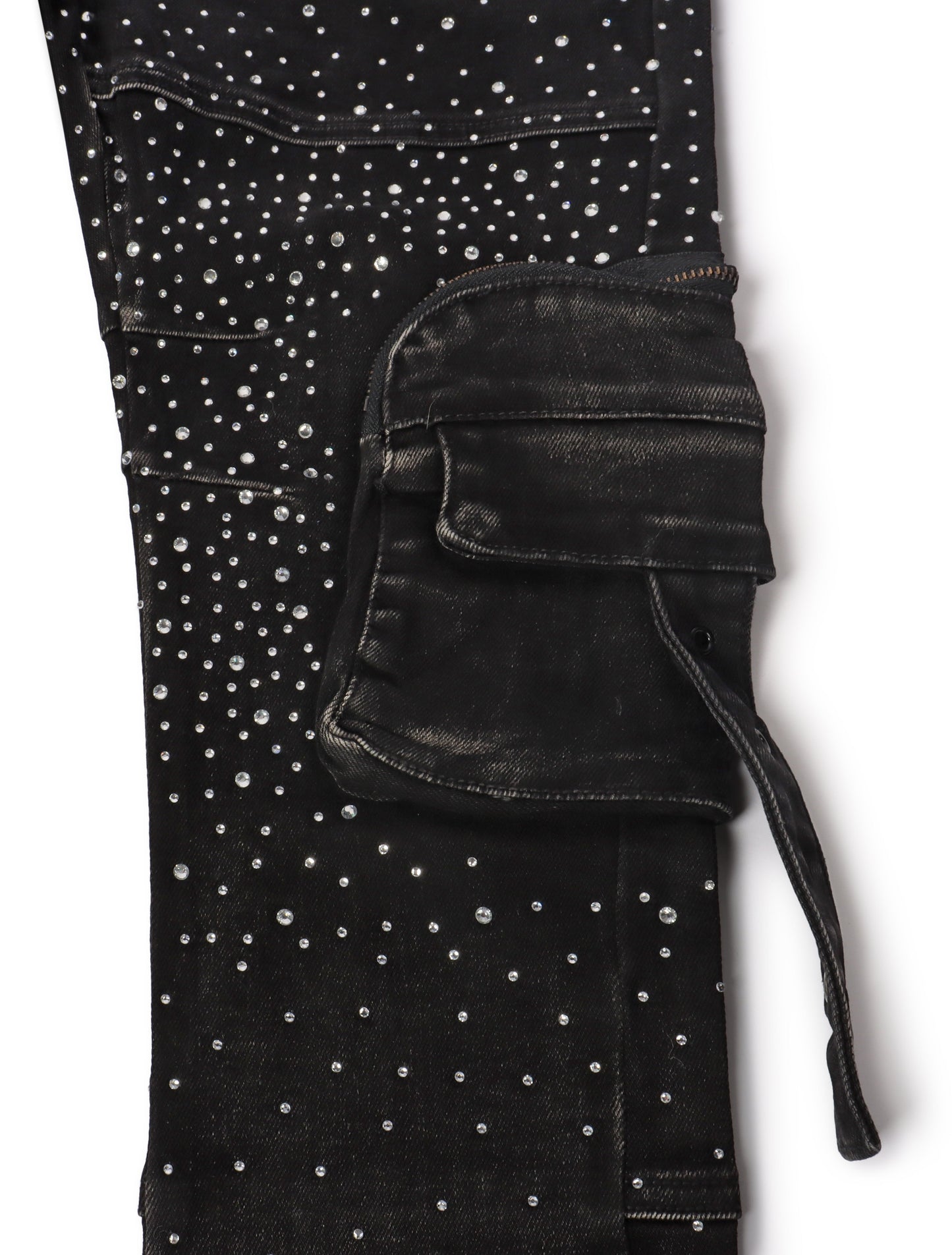 Vicious Denim All Over Rhinestone Jeans | Black