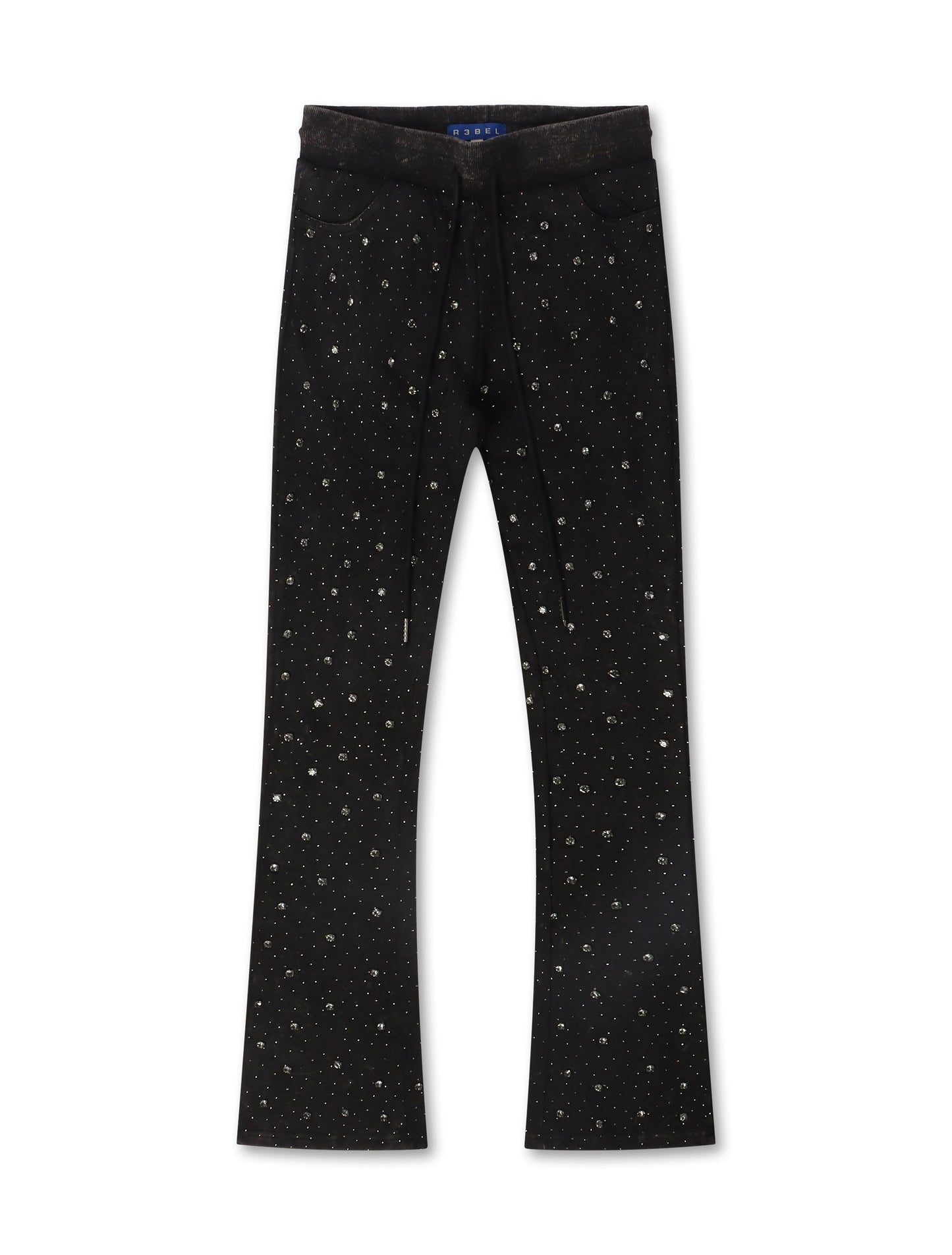 Rebel Denim Diamond Stacked Sweatpants | Ash Black