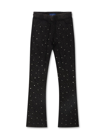 Rebel Denim Diamond Stacked Sweatpants | Ash Black
