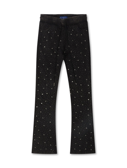 Rebel Denim Diamond Stacked Sweatpants | Ash Black