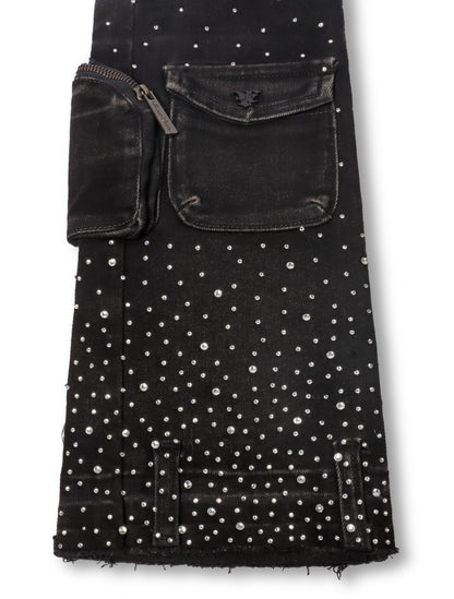 Vicious Denim All Over Rhinestone Jeans | Black