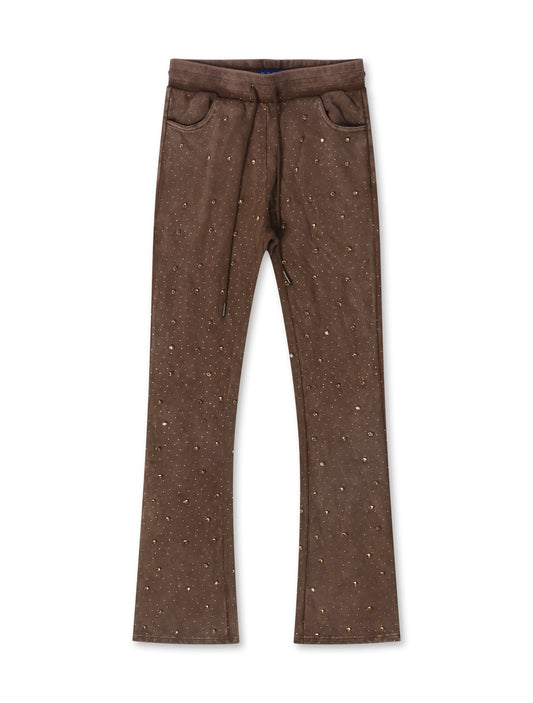Rebel Denim Diamond Stacked Sweatpants | Brown