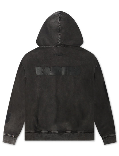 Raiders All Over Logo Hoodie | Washed Black