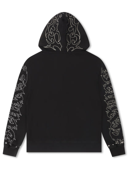 Skull Studded Zip-Up | Black/Silver