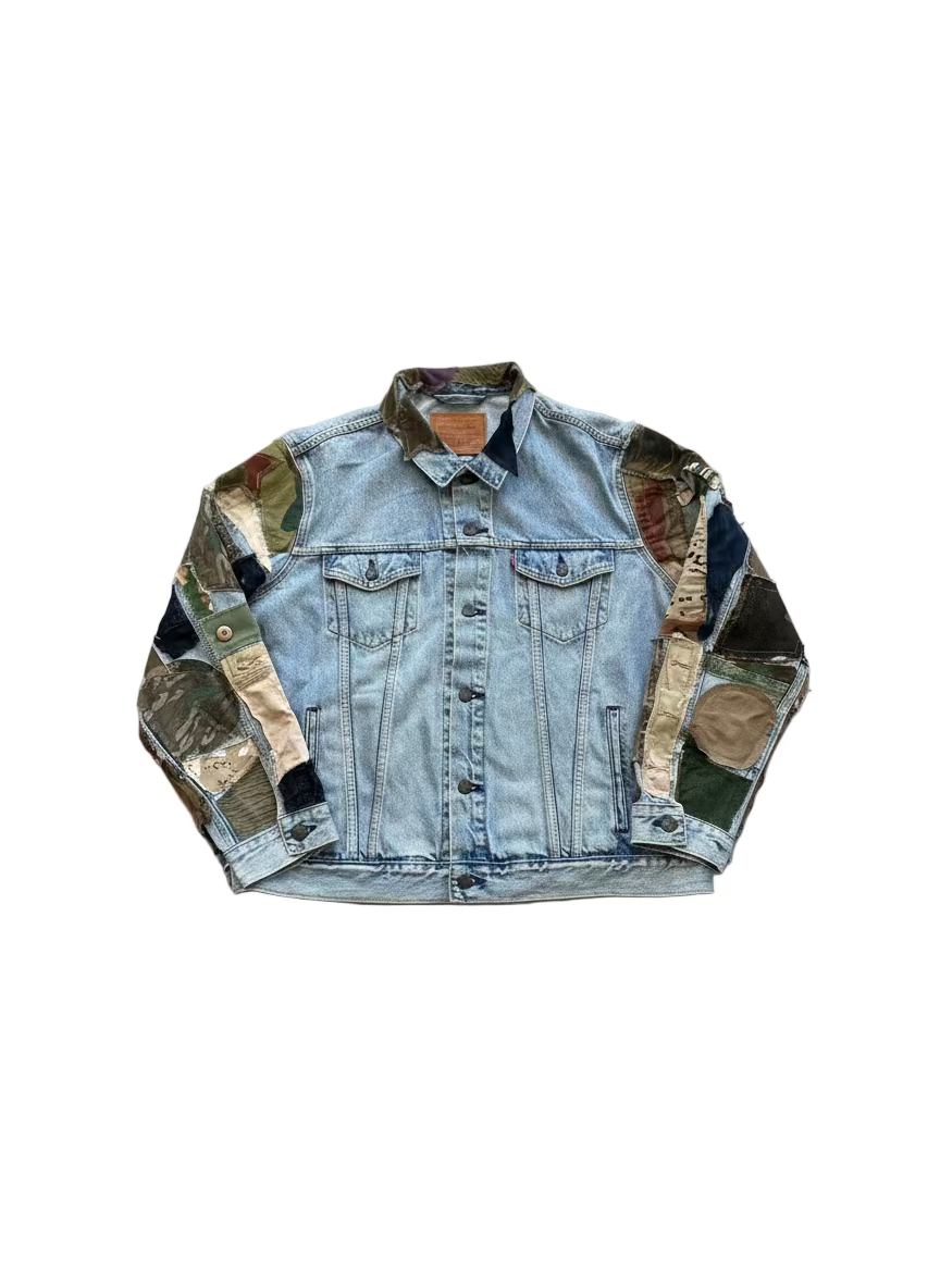 Camo Patchwork Detail Denim Jacket