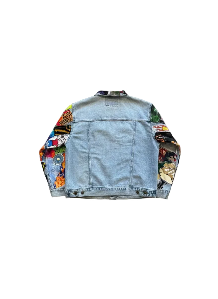 Tee Patchwork Detail Denim Jacket