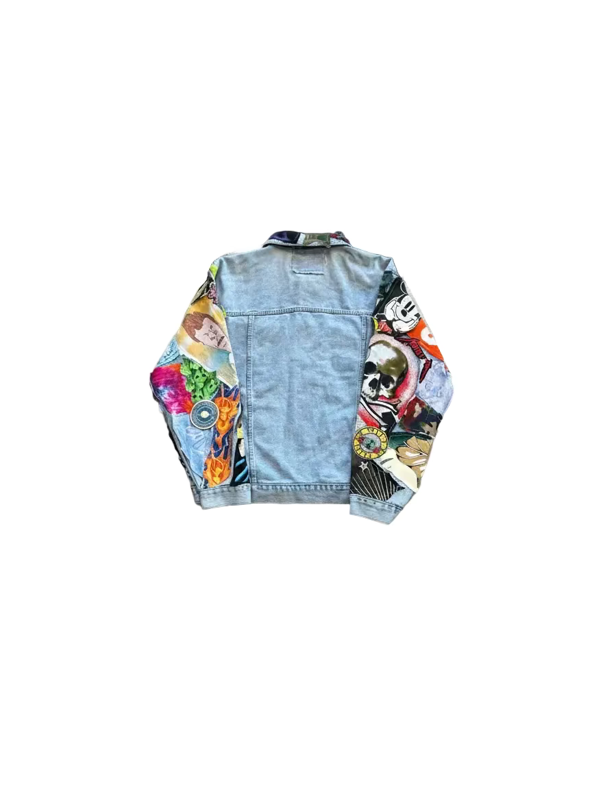 Tee Patchwork Detail Denim Jacket
