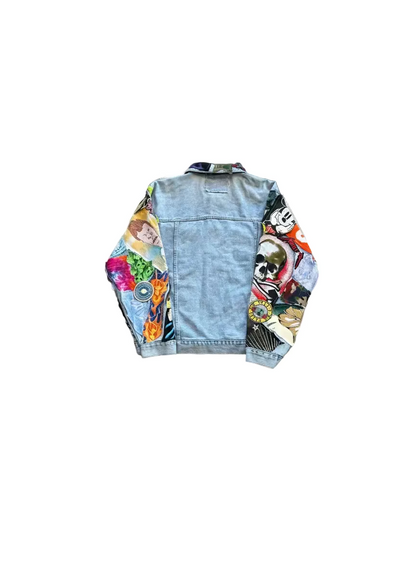 Tee Patchwork Detail Denim Jacket