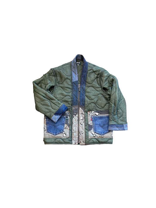 Choco Chip Camo Shell Zip Up Kimono