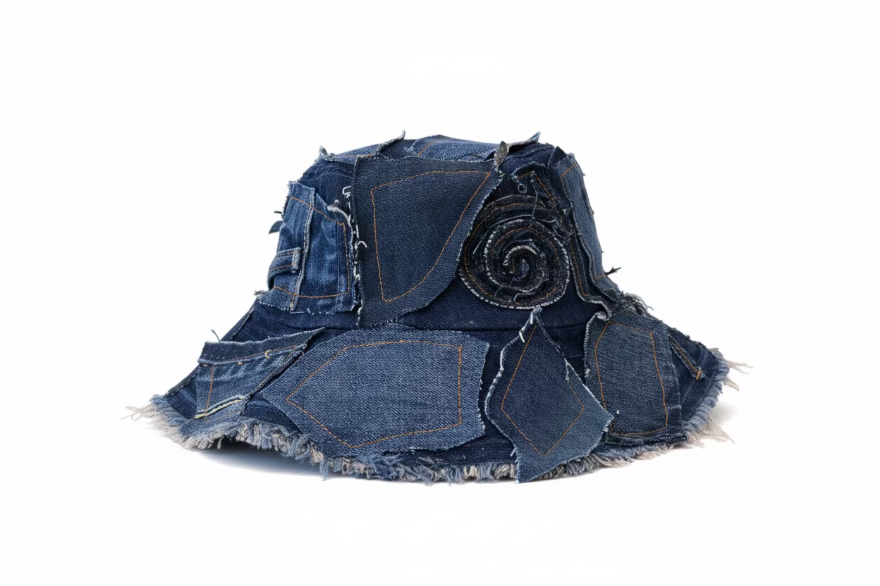 Dark Denim Detail Bucket Hat