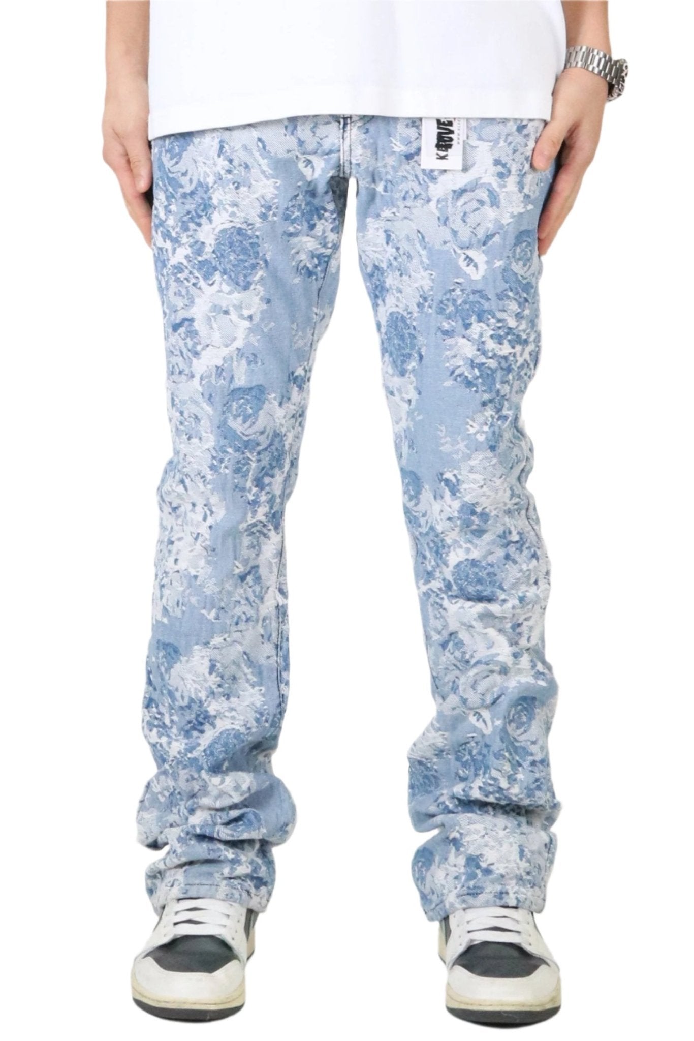 Flex Jacquard Flare Stacked Denim