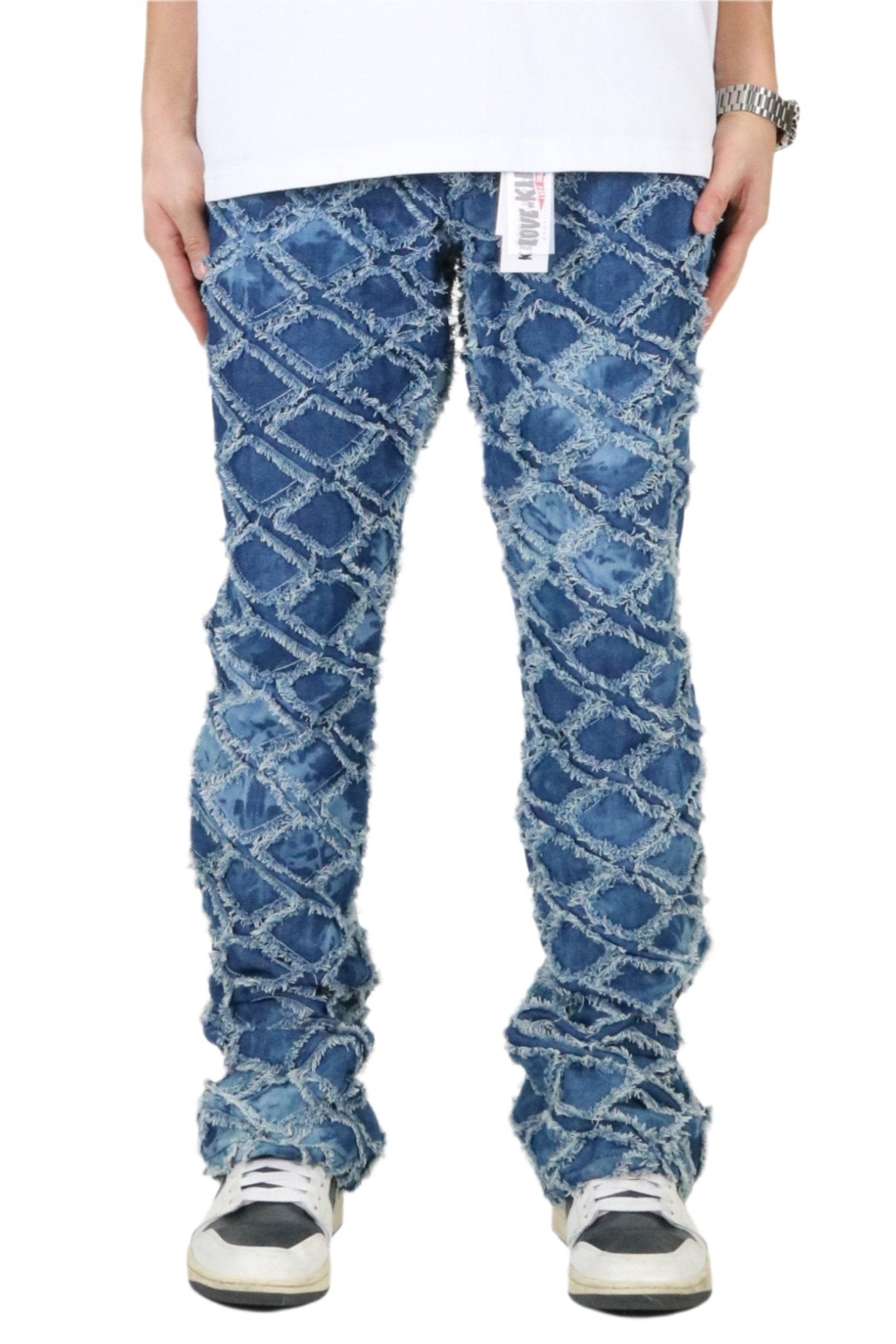 Hydra Rip & Repair Flare Stacked Fit Quilted Denim Pants