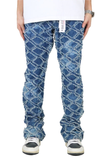 Hydra Rip & Repair Flare Stacked Fit Quilted Denim Pants