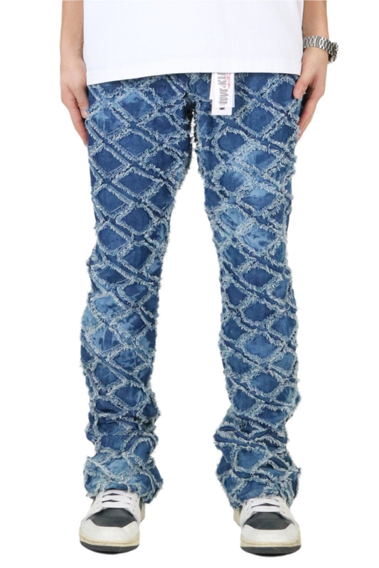 Hydra Rip & Repair Flare Stacked Fit Quilted Denim Pants