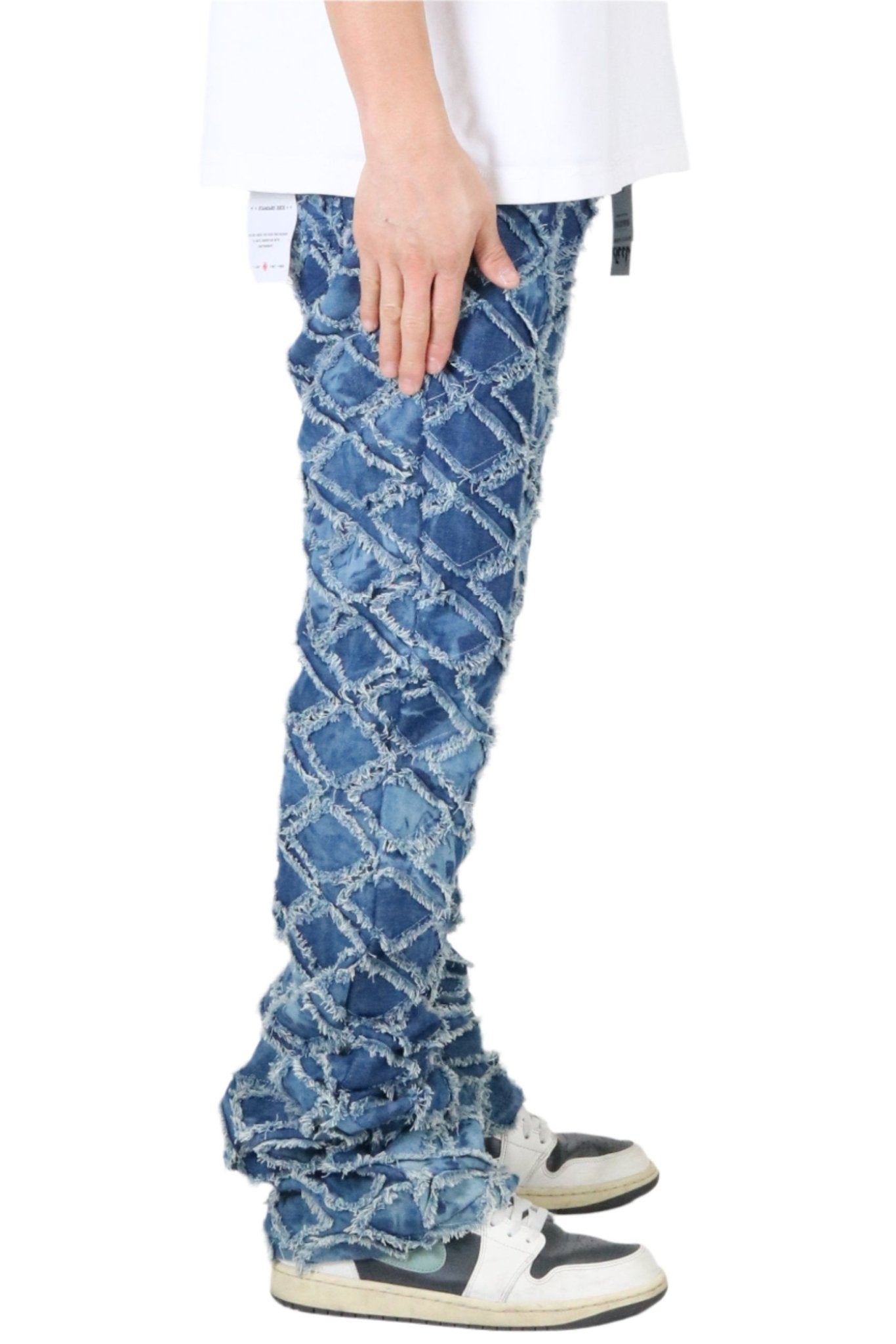 Hydra Rip & Repair Flare Stacked Fit Quilted Denim Pants