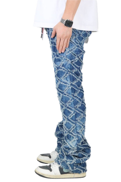 Hydra Rip & Repair Flare Stacked Fit Quilted Denim Pants