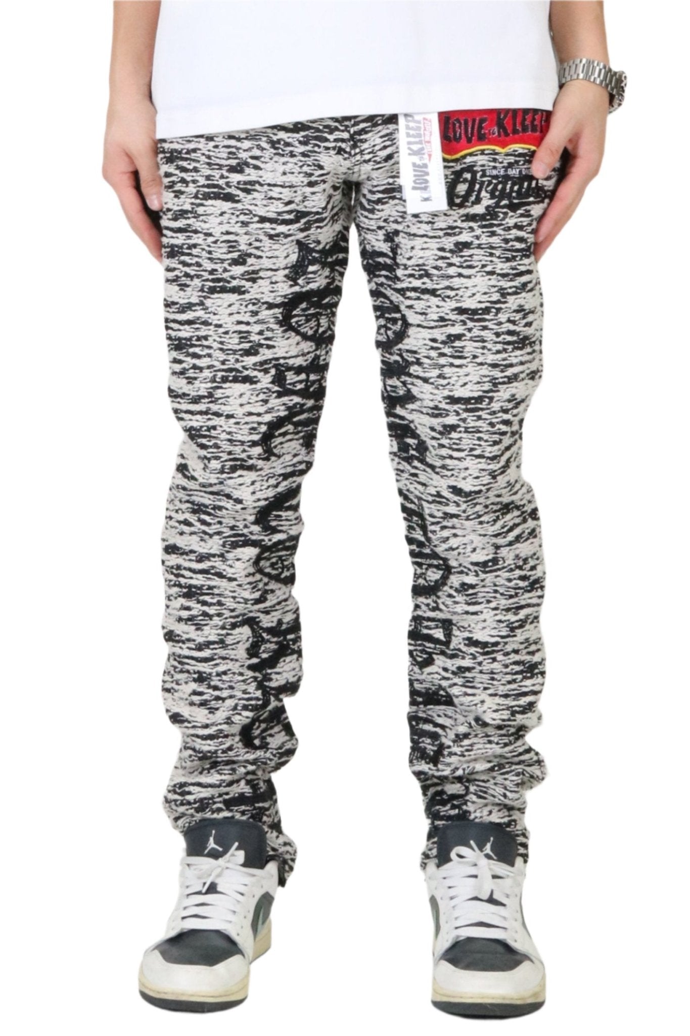 Kirk Jacquard Pattern Denim Pants | Slim