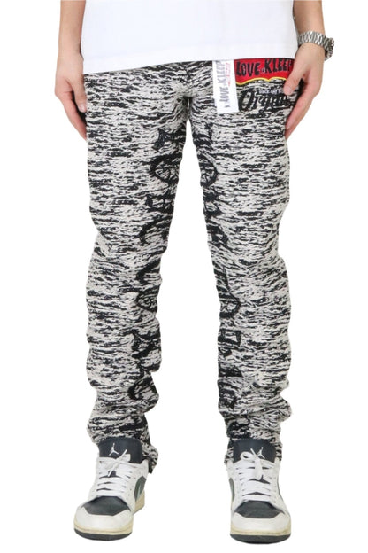 Kirk Jacquard Pattern Denim Pants | Slim