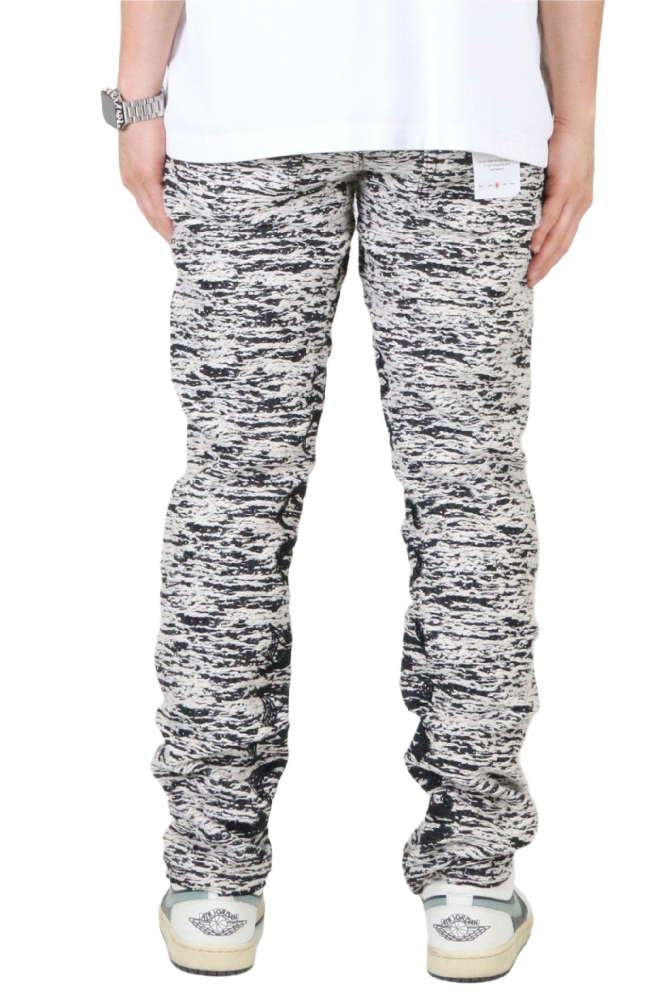 Kirk Jacquard Pattern Denim Pants | Slim
