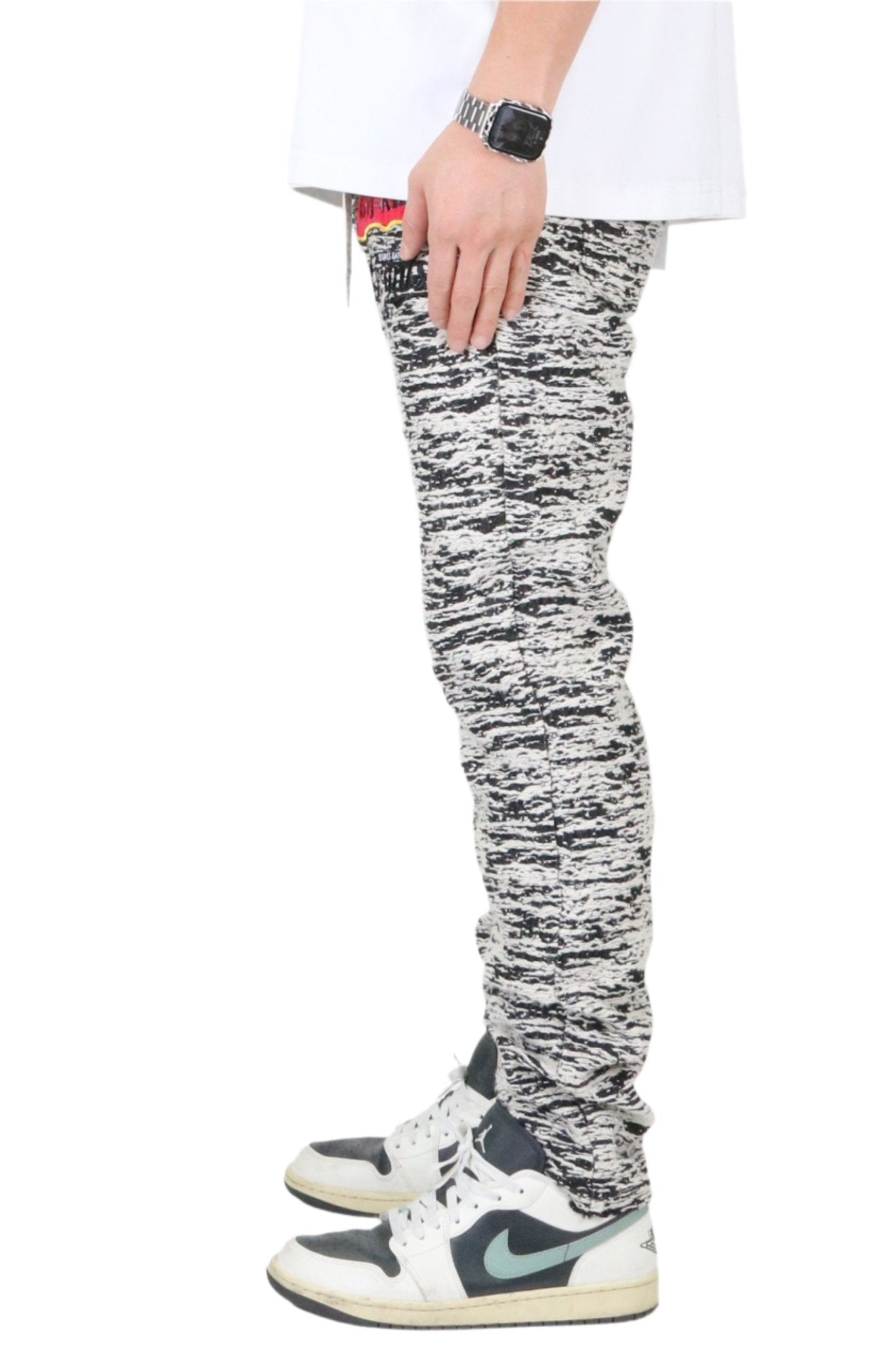Kirk Jacquard Pattern Denim Pants | Slim