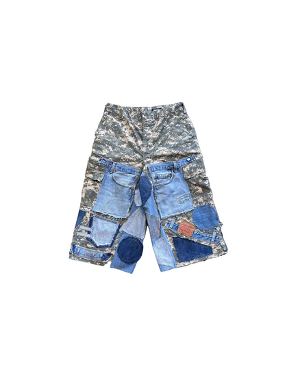 3/4s Digi Camo Denim Detail Short