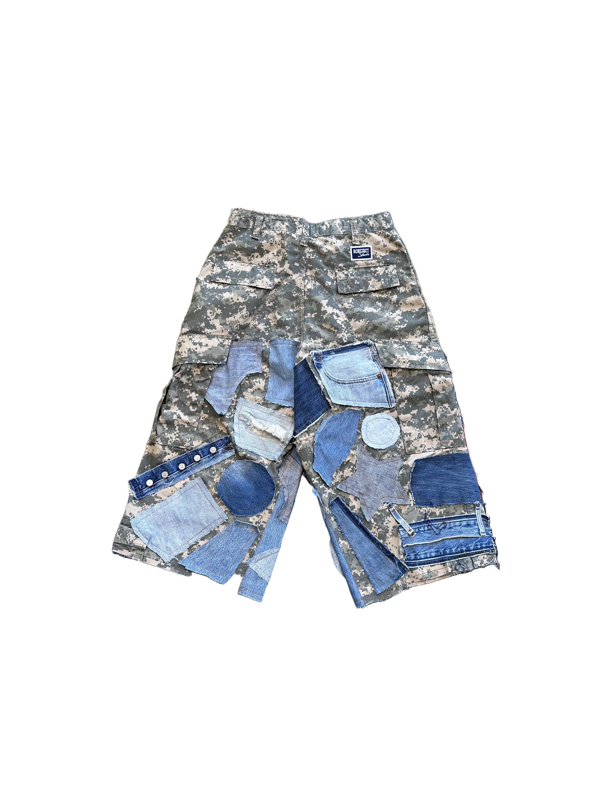 3/4s Digi Camo Denim Detail Short
