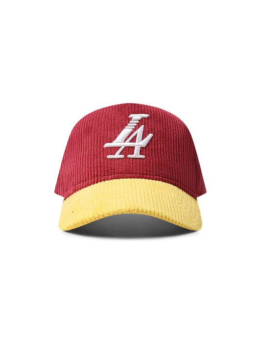 Paradise La Corduroy Hat | Burgundy/Yellow