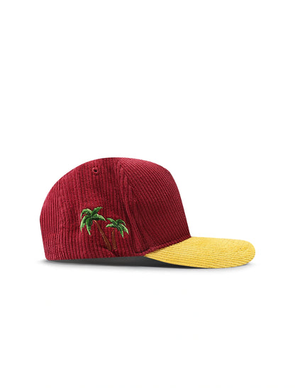 Paradise La Corduroy Hat | Burgundy/Yellow