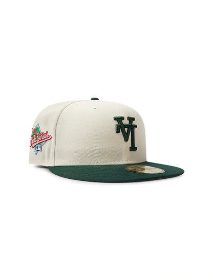 New Era 5950 Dodgers Upside Down LA World Series Hat | Chrome/Green