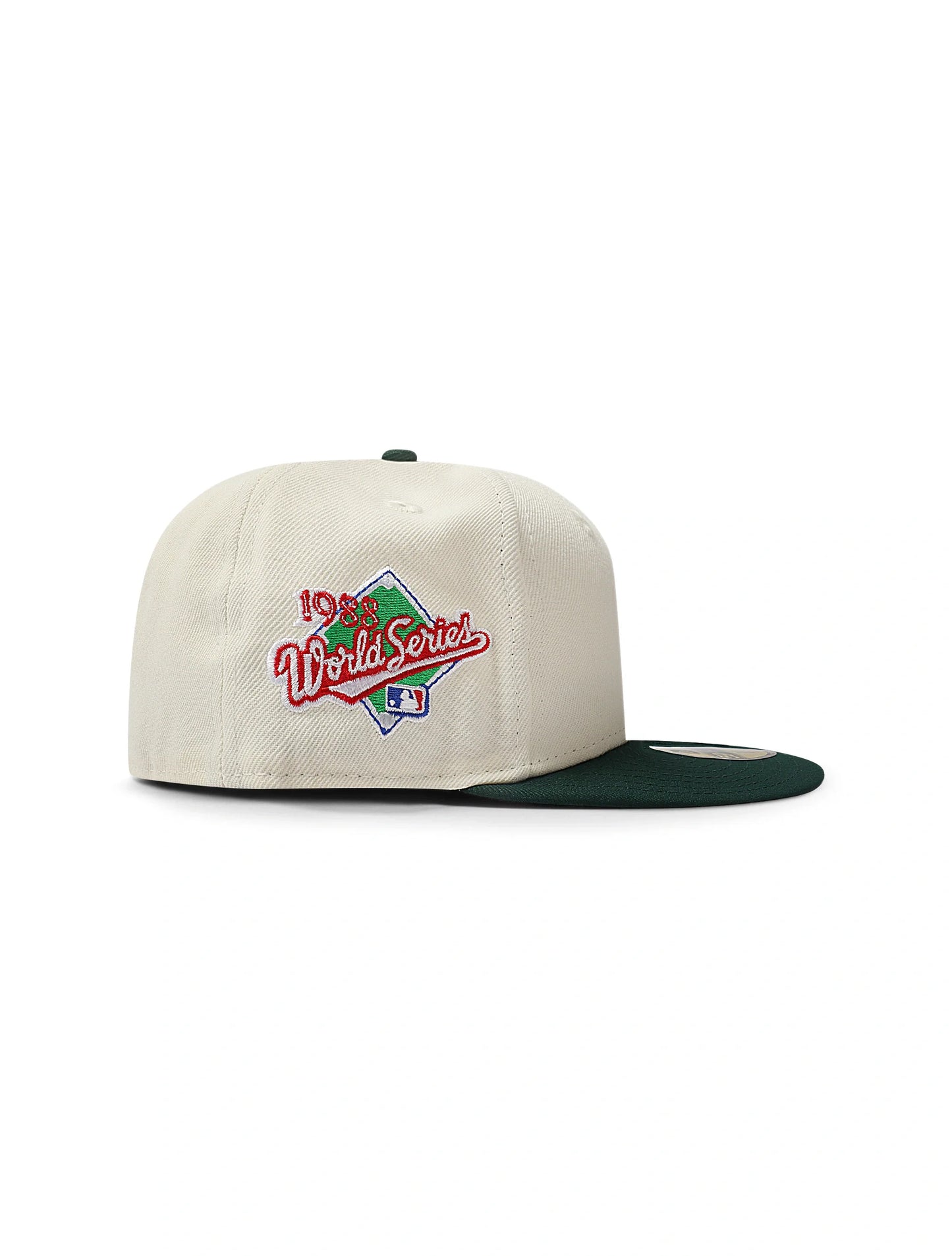 New Era 5950 Dodgers Upside Down LA World Series Hat | Chrome/Green