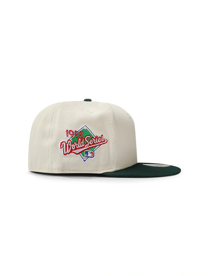 New Era 5950 Dodgers Upside Down LA World Series Hat | Chrome/Green