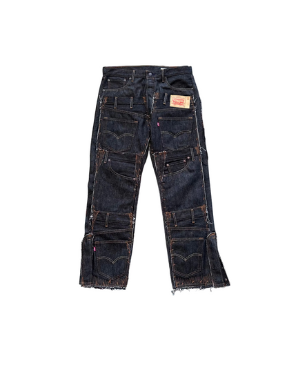 Raw Denim Multi Pocket Pant- Black