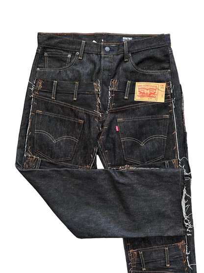 Raw Denim Multi Pocket Pant- Black