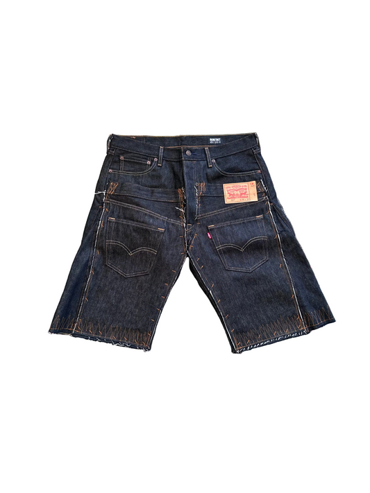 Raw Denim Multi Pocket Short | Black