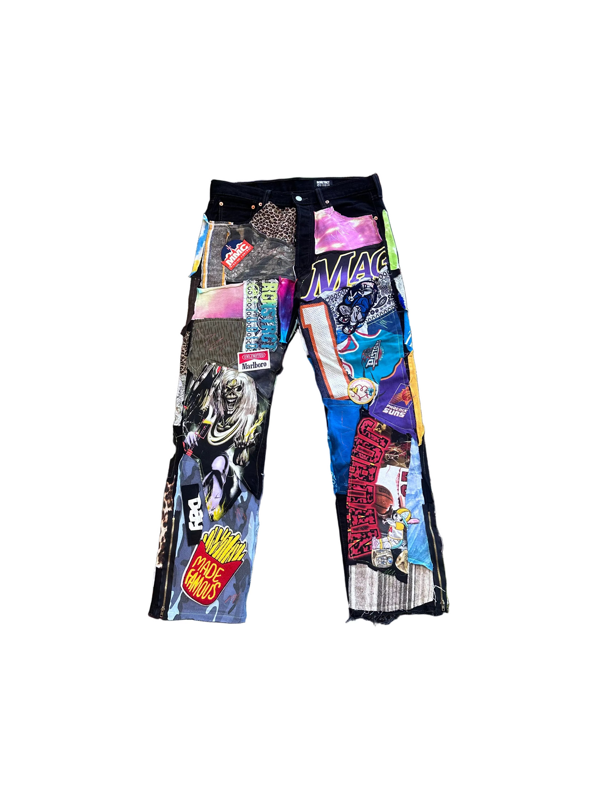 Black Multi Color Patchwork Pant