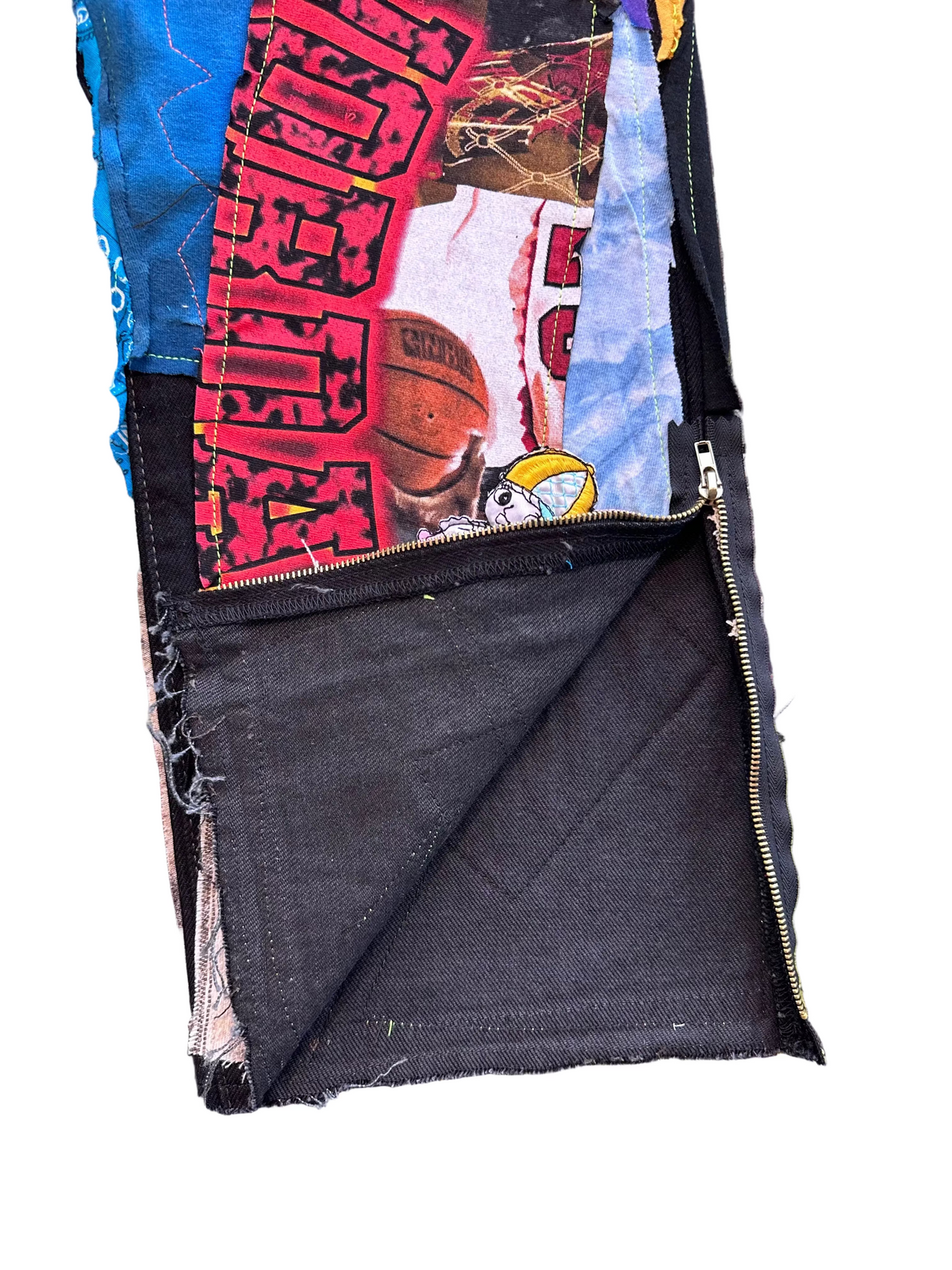 Black Multi Color Patchwork Pant