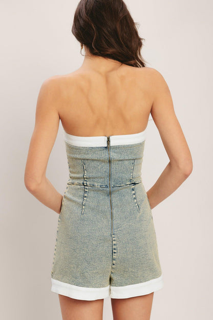 Yacht Club Acid Wash Skort Romper