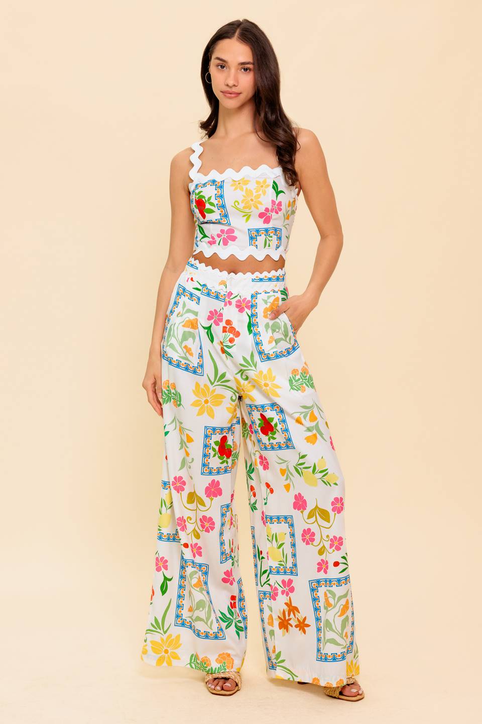 Marigold Ivory Woven Top & Pants Set
