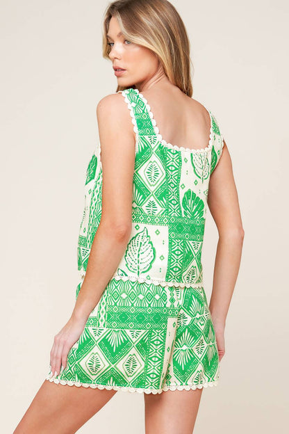 Lane Secret Garden Woven Top & Shorts Set